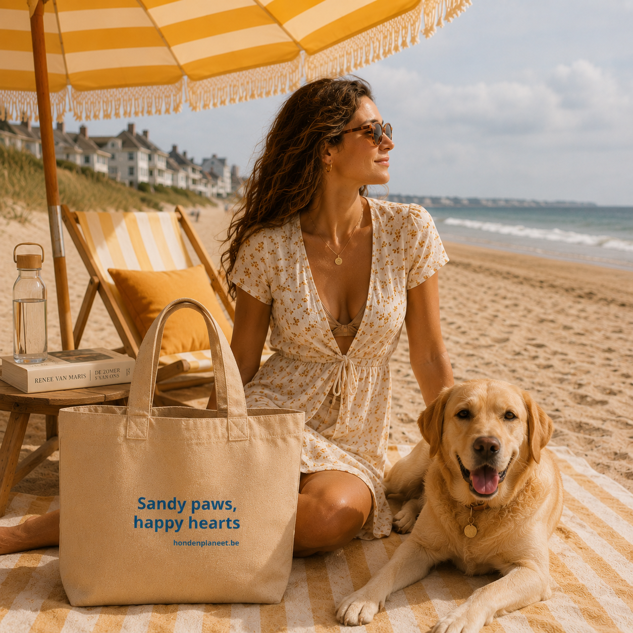 🐾 Sandy Paws, Happy Hearts – Tote Bag