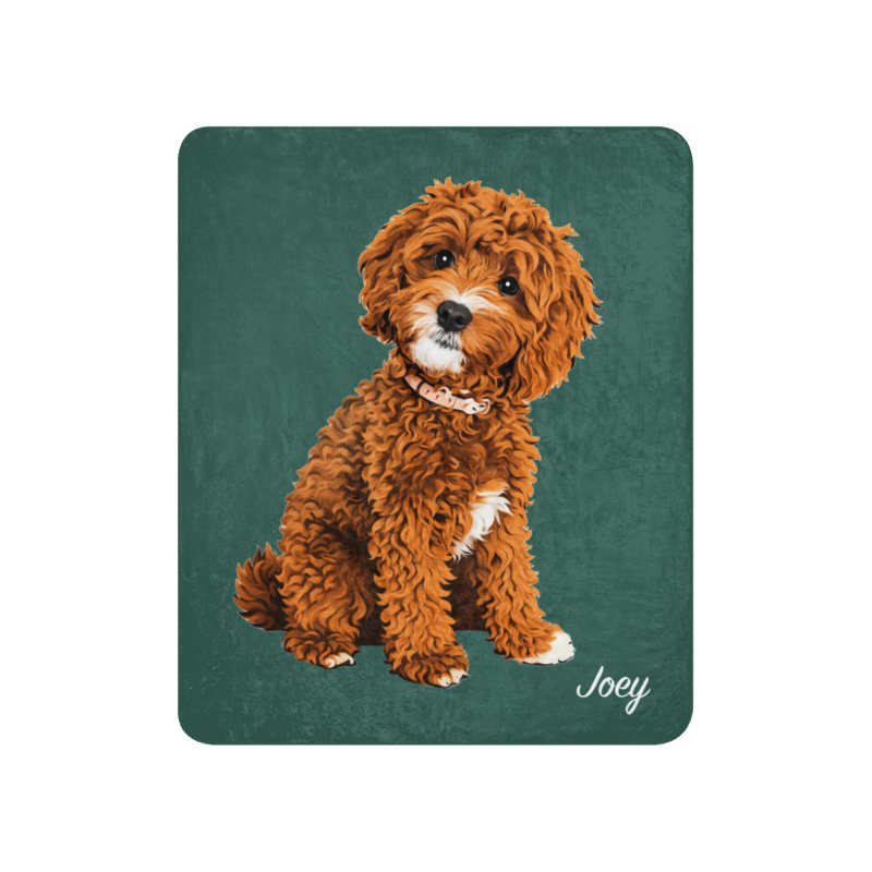 Uniek Sherpa Deken met het Portret van Jouw Hond
