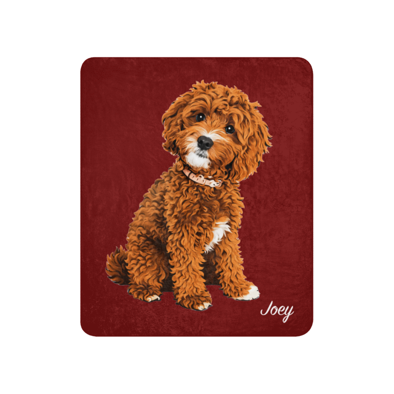 Uniek Sherpa Deken met het Portret van Jouw Hond